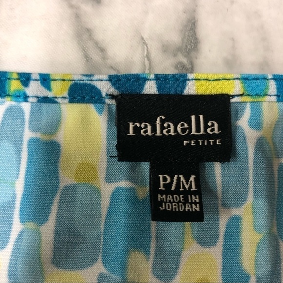 Rafaella Blue Yellow Jewel Front Sleeveless Blouse Size Petite Medium NWT - Picture 4 of 7